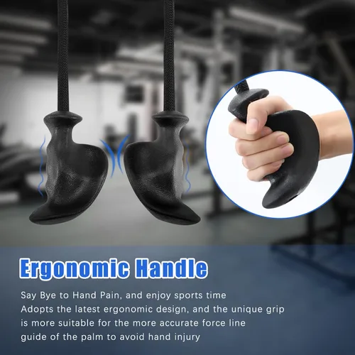 Vista 2 de HXD-ERGO Cuerda de tríceps con asas ergonómicas, cuerda de jalón de tríceps de 36 pulgadas para máquina de cable, sistema de polea, accesorio