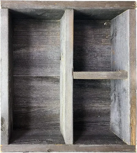 Vista 6 de Estante cuadrado de madera reciclada, madera rústica envejecida, fabricado en los Estados Unidos