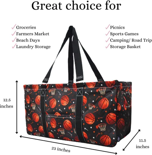 Vista 139 de NGIL Bolsa de comestibles reutilizable extra grande plegable de gran tamaño para comestibles, almacenamiento, picnic, playa, Estampado