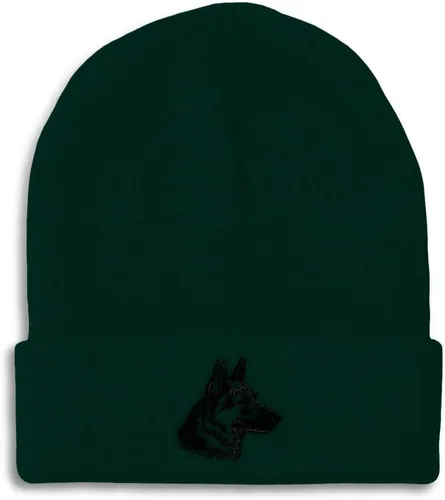 Vista 27 de Gorros personalizados para hombre, sombreros de invierno bordados de cabeza de pastor alemán negro para mujer, gorra de cráneo de acrílico, 1