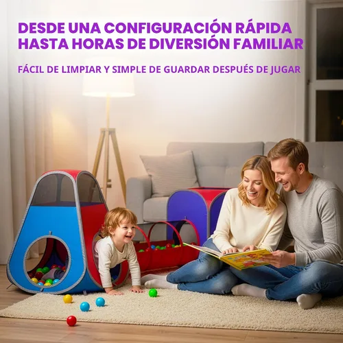 Vista 6 de Playz Paquete de tienda de juegos y túnel desplegable de 4 piezas para niños pequeños y niños - Casa de juegos para interiores y exteriores