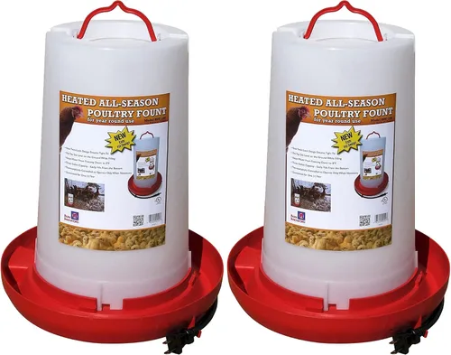 Vista 11 de Farm Innovators - Paquete de 2 bebederos térmicos para pollo, cubo para bebedero para aves de corral, 2 galones