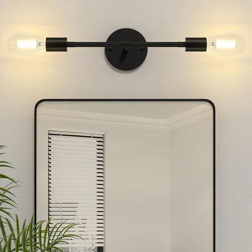 Vista 11 de FadimiKoo 2 lámparas de níquel cepillado para tocador de baño, iluminación plateada para baño sobre espejo, moderna iluminación de pared
