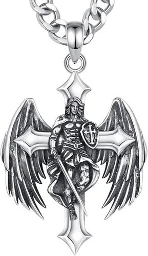 Vista 43 de CELESTIA Medallas de plata de ley 925 San Miguel/San Cristóbal/San Benito/San Gabriel/Virgen María/Jesús/Caravaca/Metatrón/Sello de los Siete