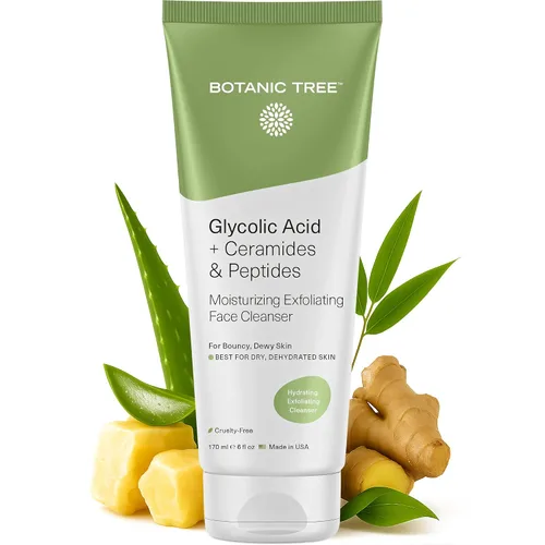 Vista 9 de Botanic Tree Kombucha & ácido glicólico exfoliante lavado facial para piel envejecida - Limpiador facial para mujeres - Efectos de lipofilling