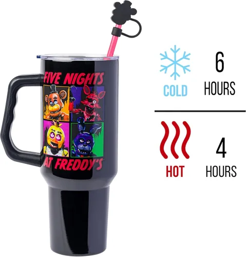Vista 3 de Silver Buffalo Five Nights at Freddy's, vaso de acero inoxidable, 40 onzas Cinco noches en la entrega especial de Freddy
