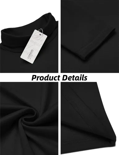 Vista 5 de Coofandy - Camisa térmica de cuello de tortuga para hombre, estilo informal, suéter de punto de algodón