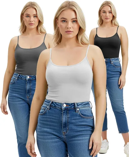 Vista 277 de Emmalise Camisola larga casual básica para mujer, con tirantes ajustables, top en capas