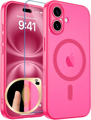 Vista 237 de zapica Funda magnética para iPhone Air, con protector de pantalla de vidrio templado, compatible con MagSafe, translúcida mate, a prueba de golpes