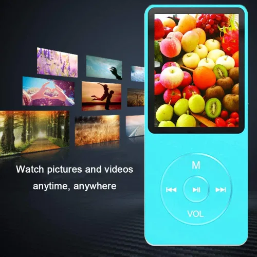 Vista 5 de Reproductor de MP3, reproductor de música con tarjeta micro SD de 16 GB, altavoz integrado/foto/reproducción de video/radio FM/grabadora