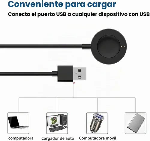 Vista 6 de RuenTech Cargador compatible con Fossil Gen 6 / Gen 5 / Gen 4 / Sport Smartwatch Cargador rápido (negro)