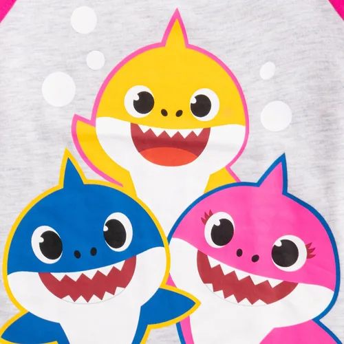 Vista 4 de Nickelodeon Baby Shark - Conjunto de camisa de manga larga y pantalones deportivos para bebés, niños pequeños y niños pequeños, color rosagris