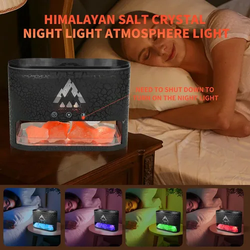 Vista 6 de BOHOFAM Difusor de Aceite Esencial con Lámpara de Sal del Himalaya, Difusor/Humidificador de Aroma de Doble Llama/Medusa 2 Modos, Luces Coloridas, 4