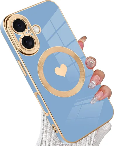 Vista 81 de tharlet Funda Magnética para iPhone 11 [Compatible con Magsafe] Lindo Corazón de Amor de Lujo Chapado Borde Dorado Parachoques con Lente de Cámara
