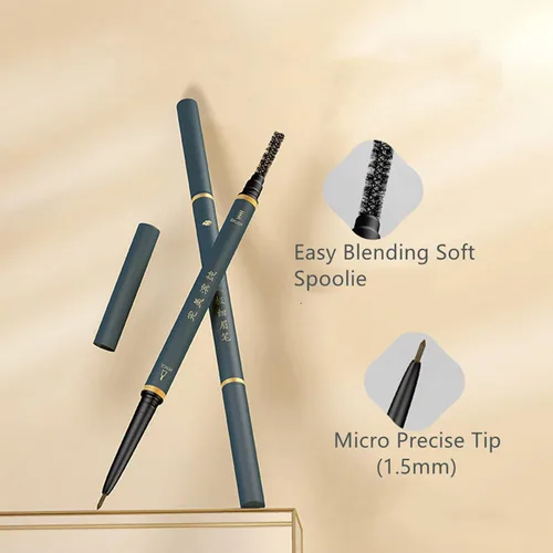 Vista 3 de Lápiz fino para cejas, 3 lápices de cejas marrones impermeables con brocha de bobina, de larga duración para cejas perfectas, profesional