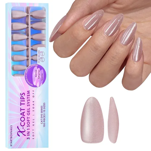 Vista 7 de BTArtboxnails XCOATTIPS - Punta francesa blanca a presión, cuadrado L, purpurina rosa Lamp-Curable 4-Week Wear, Salon Quality Value at Home