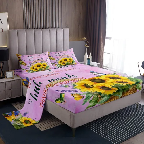 Vista 15 de Regalos de jubilación para mujer, juego de sábanas de tamaño individual, sábanas de girasol, regalo para profesores, cesta de cosecha floral, juego