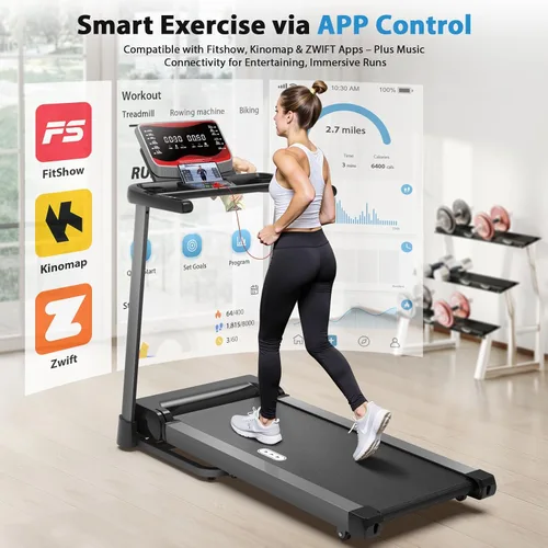 Vista 3 de CIIHI Treadmill with Auto Incline - 450 LBS Capacity Treadmill for Home Gym 15% Auto Incline, 47.2"x18.1" Belt, 0.5-10 MPH, Soft Drop Folding