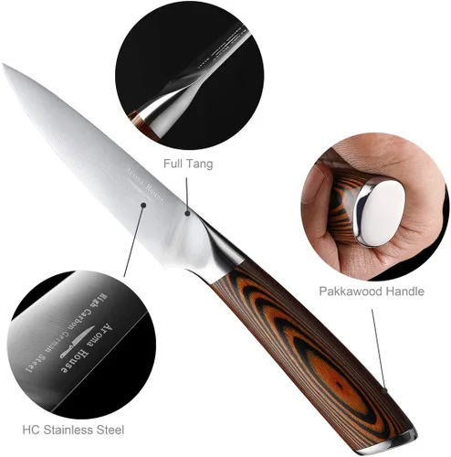 Vista 4 de Cuchillo de pelar de 4 pulgadas - Cuchillos de pelar, el mejor cuchillo pequeño de cocina, cuchillo de frutas, de acero inoxidable alemán de alto