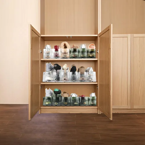 Vista 4 de Yes!Fresh Organizador de ranuras para zapatos, apilador de zapatos estilo boutique para un par de zapatos, zapatero separable para organización
