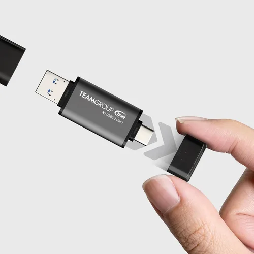 Vista 4 de TEAMGROUP X1 64GB USB 100MB/s 3.2 Gen 1 Tipo A y Tipo C (3.1/3.0) OTG Memoria USB de interfaz dual Compatible