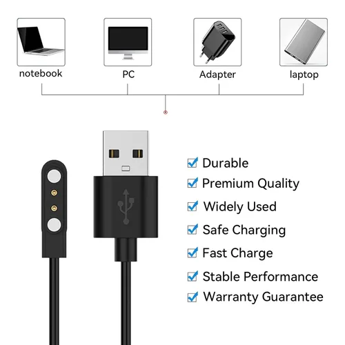Vista 5 de Cargador de repuesto compatible con Faweio IDW13/IDW16/IDW19/IDW26 Cable de carga magnético USB de 1.9 pies (negro y blanco)