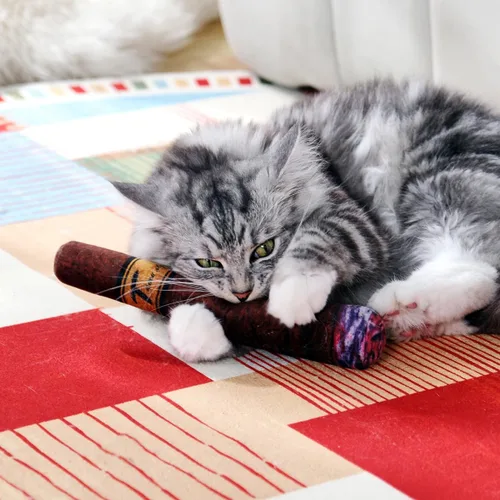 Vista 5 de Tamu style Divertido juguete de hierba gatera para gatos, juguete de peluche de 10 pulgadas, juguete suave para gatos para jugar en interiores