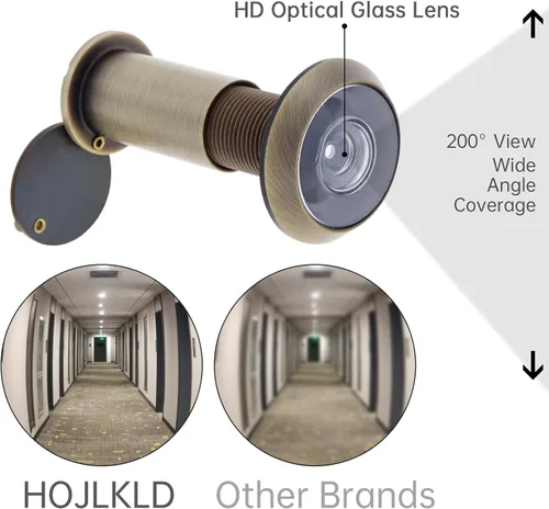 Vista 3 de Mirilla para Puerta, Latón Macizo con Mirilla de 200 Grados con Broca de 16 MM para Puertas de 1-1/2" a 2-3/8", Visor de Puerta con Diámetro de Tubo