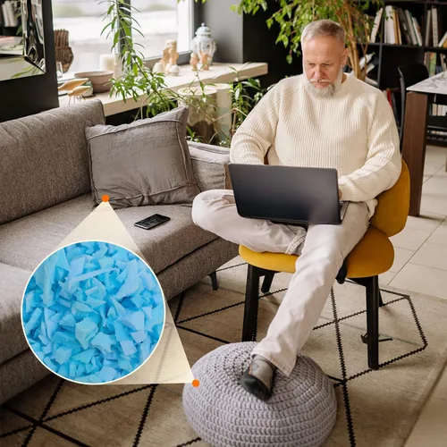 Vista 2 de Relleno de espuma viscoelástica triturada de 5 libras, material de relleno otomano para cojines de sofá, cojines, cama de perro y relleno de puf