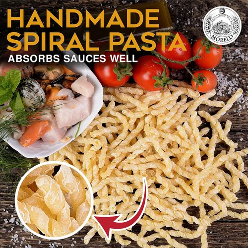 Vista 3 de Morelli - Pasta en espiral orgánica de sémola de trigo duro prémium de Italia, rica en proteínas, granos antiguos, totalmente naturales, italiana