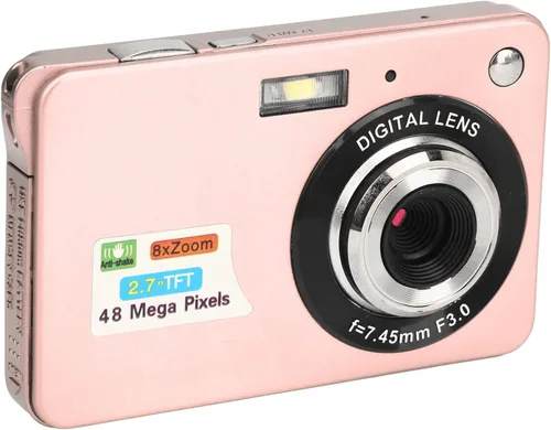 Vista 5 de Cámara digital, 48MP 2.7in LCD 4K Vlogging Cámara para disparar (rosa)
