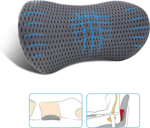 Vista 10 de Almohada lumbar, almohada de apoyo lumbar de espuma viscoelástica para silla de oficina y asiento de automóvil, almohada de apoyo para aliviar