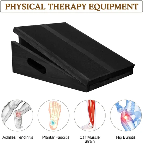 Vista 5 de Camilla profesional inclinada para pantorrillas: cuña ajustable para sentadillas, tablero de postura, equipo de terapia física de madera, camilla