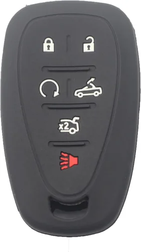 Vista 2 de 2 fundas protectoras de silicona de goma negra con 6 botones para llavero inteligente sin llave compatible con Chevrolet Camaro Convertible 2016