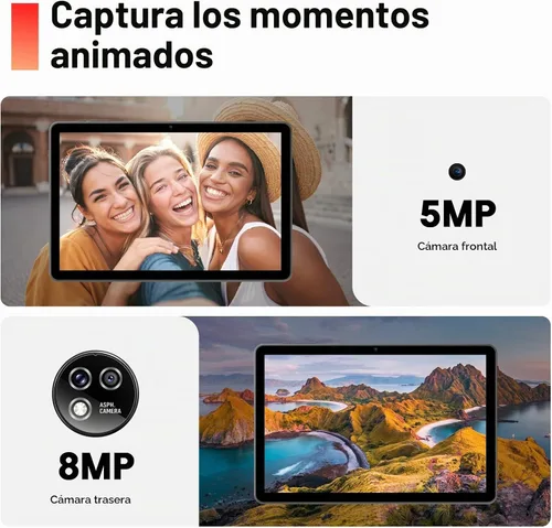Vista 6 de Raemond Tablet Android 15 de 10 pulgadas con teclado y mouse, CPU octa-core, RAM 18 GB, ROM 128 GB (hasta 1 TB), 800 x 1280 Widevine L1, WiFi 6