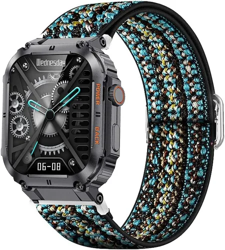 Vista 11 de Lamshaw Correa de reloj de 0.866 pulgadas, correa de repuesto ajustable de nailon elástico elástico compatible con reloj inteligente KACLUT/EIGIIS
