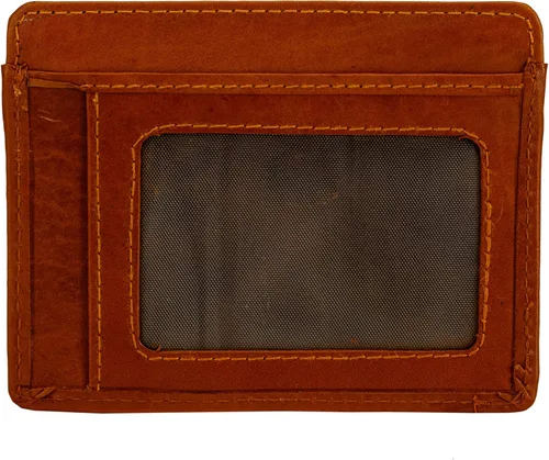 Vista 2 de FINELAER Carteras delgadas de cuero con bolsillo frontal para mujer, Castaño rojizo, Minimalista