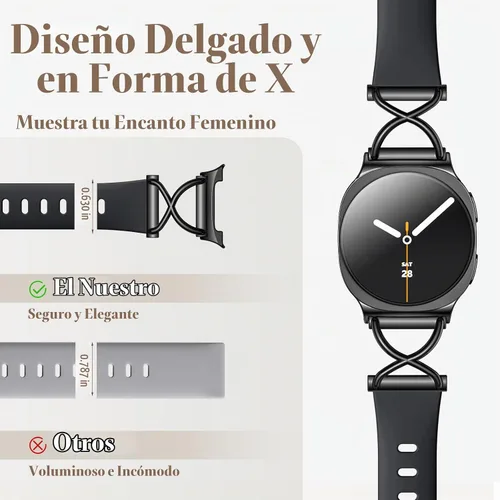 Vista 2 de Getino Correa delgada para Samsung Galaxy Watch 9/8 1.575 in 1.732 in y 8 2-negro