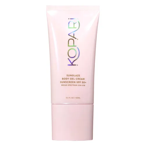 Vista 10 de Kopari Golden Sunglaze Protector Solar en Niebla para el Cuerpo SPF 50, Infundido con Aceite Corporal con Destellos, Niebla Hidratante, Hidrata