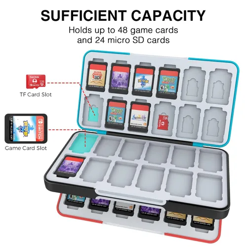 Vista 2 de HEIYING Game Card Case for Nintendo Switch&Switch OLED,Customized Pattern Switch Lite Game Card Case with 48 Game Card Slots and 24 Micro SD Card
