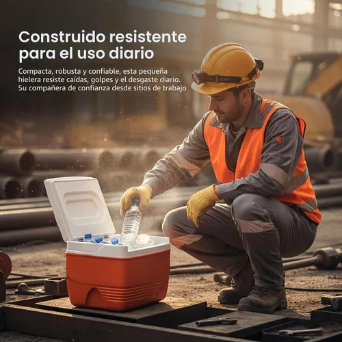 Vista 5 de Pequeña carcasa rígida para enfriar, hielera con mango retráctil, pequeña caja de refrigeración dura con retención de hielo de 3 a 4 días, enfriador