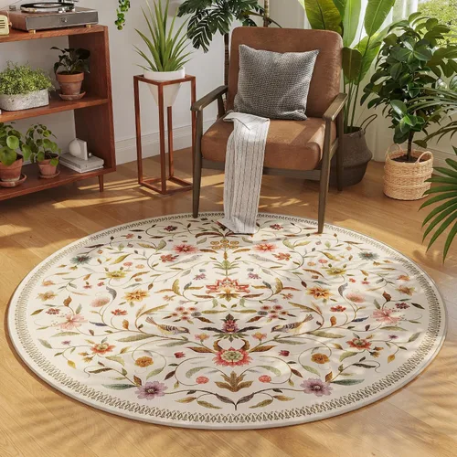 Vista 50 de Alfombra de entrada vintage con medallón floral de 2 x 3 pulgadas, lavable a máquina, alfombra de entrada de pelo bajo, suave, pequeña, alfombra