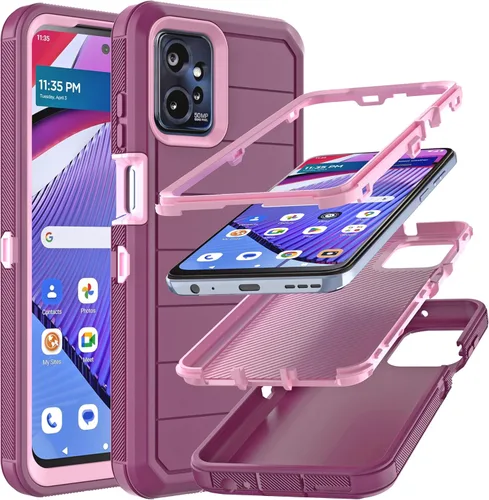 Vista 7 de Funda para Moto G Power 2023 5G (sin protector de pantalla) con funda duradera de 3 capas a prueba de caídas, a prueba de golpes, funda de goma