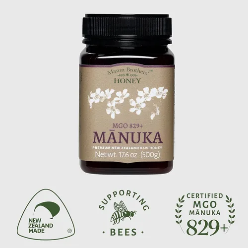 Vista 3 de Mason Brothers Raw Manuka Honey MGO 829+ - Miel de Manuka monofloral de Nueva Zelanda certificada Ultra Premium, miel pura rastreable, 17.6 onzas