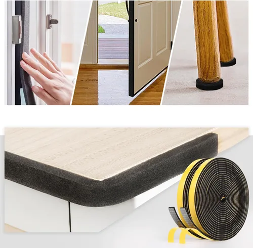 Vista 6 de Cinta aislante de espuma Egofix, burletes para puertas y ventanas, cinta adhesiva de espuma negra resistente al clima para puerta corrediza, marco