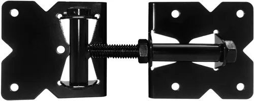 Vista 7 de Bisagras económicas de puerta de vinilo con cierre automático, color negro, para vinilo, PVC y plástico cercado: bisagras de puerta de vinilo