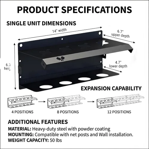 Vista 2 de Pickleball Paddle Rack