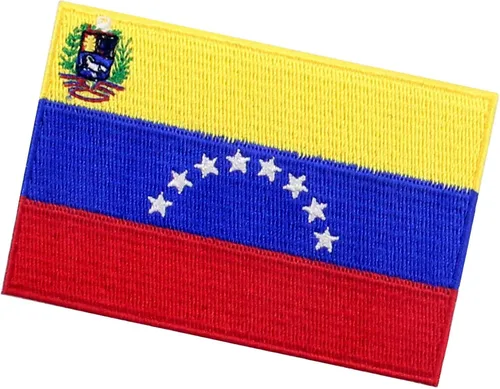 Vista 4 de Parche de bandera de Venezuela bordado con apliques para coser en el emblema nacional venezolano
