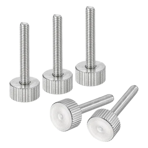 Vista 20 de uxcell M3x6mm Tornillos de pulgar moleteados, 5 piezas de acero inoxidable 304, cabeza plana moleteada, tornillos de pulgar roscados completamente