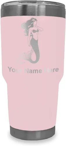 Vista 23 de LaserGram Vaso aislado al vacío de 20 onzas, sirena, grabado personalizado incluido (negro)